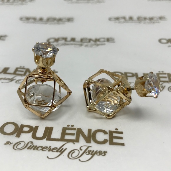 Red Carpet Double Sided Earrings - Gold - Picture 3 of 3